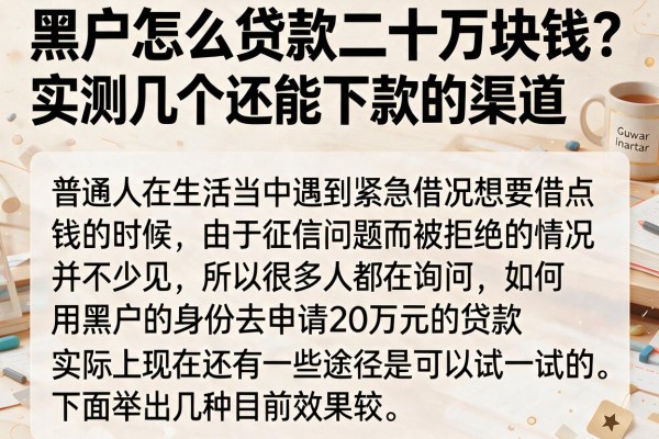 黑户怎么贷款二十万块钱？实测几个还能下款的渠道