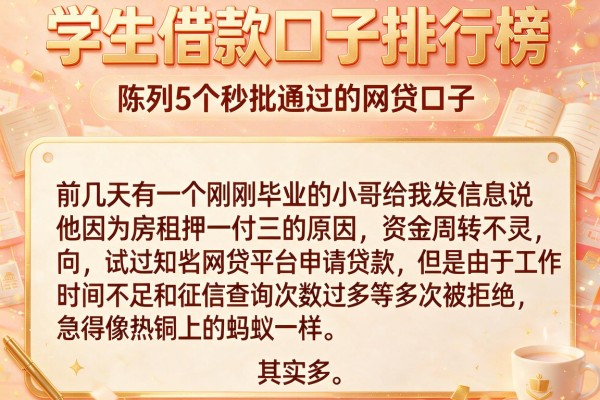 学生借款口子排行榜，陈列5个秒批通过的网贷口子