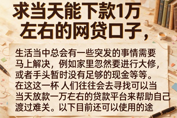 求当天能下款1万左右的网贷口子，整理了这几个参考