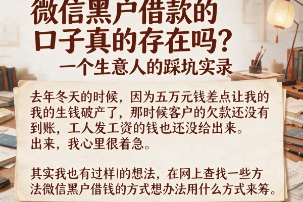 微信黑户借款的口子真的存在吗?一个生意人的踩坑实录