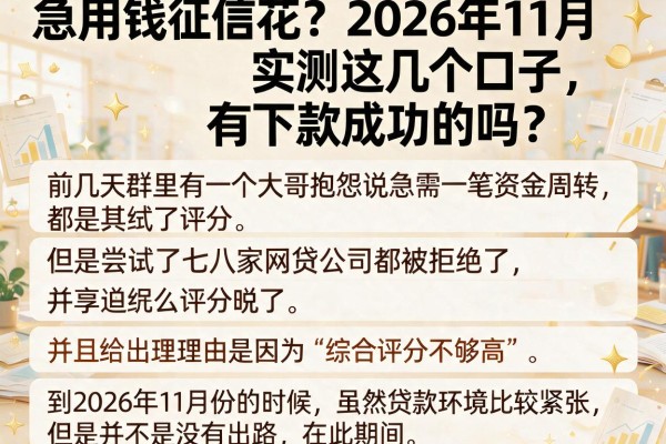 急用钱征信花？2026年11月实测这几个口子，有下款成功的吗？