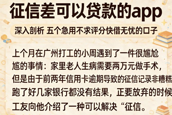 征信差可以贷款的app，深入剖析五个急用不求评分快借无忧的口子