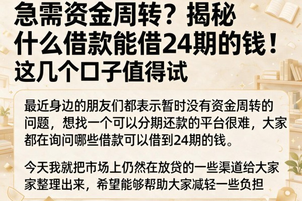 急需资金周转？揭秘什么借款能借24期的钱，这几个口子值得试
