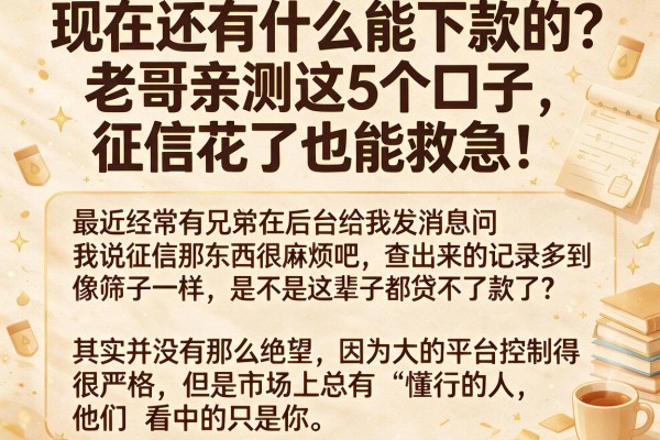 现在还有什么能下款的？老哥亲测这5个口子，征信花了也能救急！