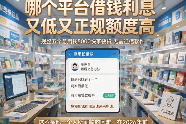 哪个平台借钱利息又低又正规额度高，规整五个急用钱5000快审快贷无需征信软件