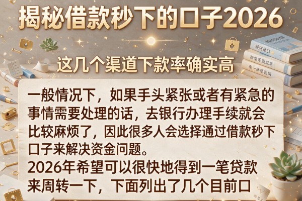 揭秘借款秒下的口子2026,这几个渠道下款率确实高