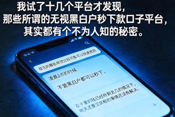 我试了十几个平台才发现，那些所谓的无视黑白户秒下款口子平台，其实都有个不为人知的秘密