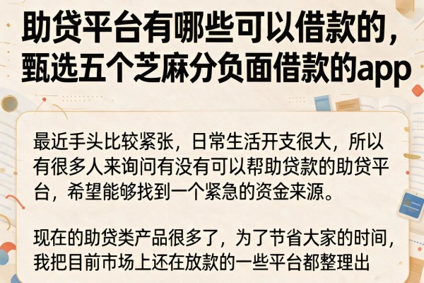 助贷平台有哪些可以借款的，甄选五个芝麻分负面借款的app
