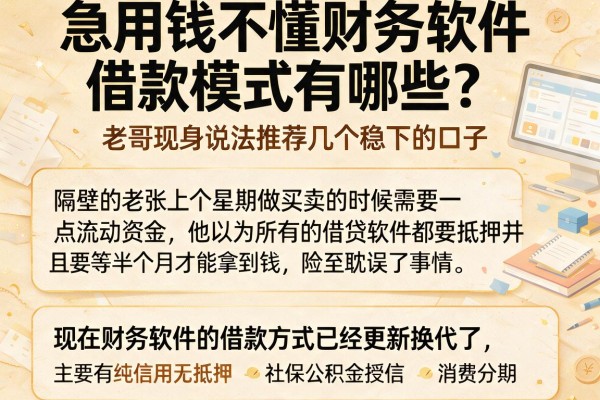急用钱不懂财务软件借款模式有哪些？老哥现身说法推荐几个稳下的口子