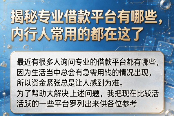 揭秘专业借款平台有哪些，内行人常用的都在这了