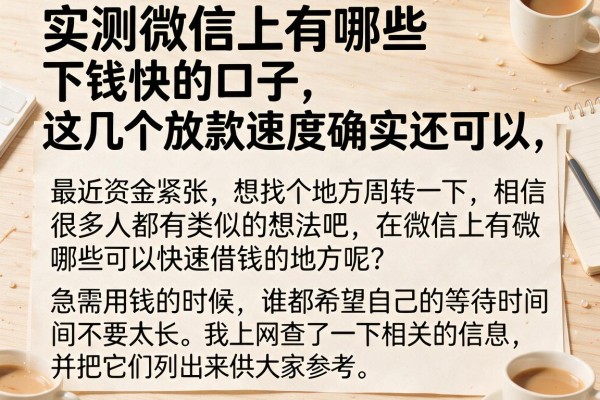实测微信上有哪些下钱快的口子，这几个放款速度确实还可以