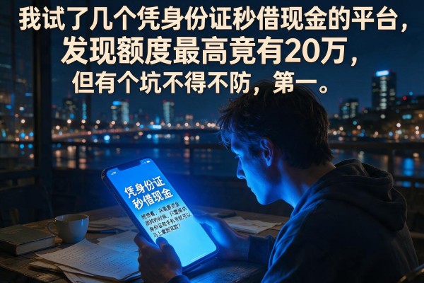 我试了几个凭身份证秒借现金的平台，发现额度最高竟有20万，但有个坑不得不防