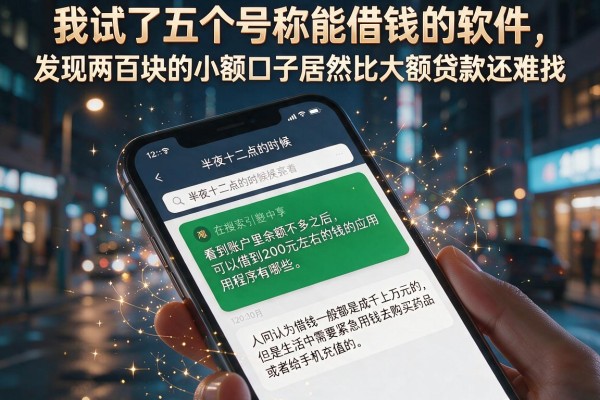 我试了五个号称能借钱的软件，发现两百块的小额口子居然比大额贷款还难找