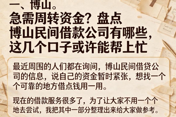 急需周转资金？盘点博山民间借款公司有哪些，这几个口子或许能帮上忙