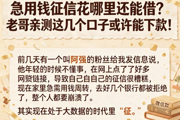 急用钱征信花哪里还能借？老哥亲测这几个口子或许能下款！