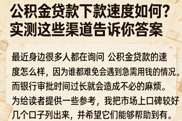 公积金贷款下款速度如何？实测这些渠道告诉你答案