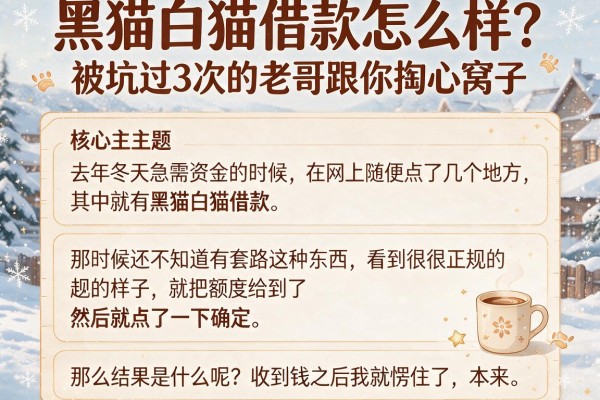 黑猫白猫借款怎么样?被坑过3次的老哥跟你掏心窝子
