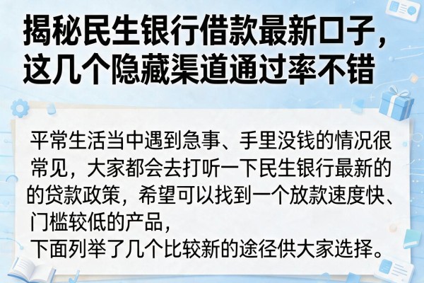 揭秘民生银行借款最新口子，这几个隐藏渠道通过率不错
