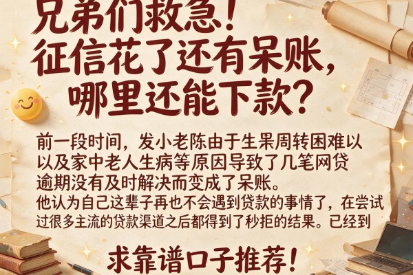 兄弟们救急！征信花了还有呆账，哪里还能下款？求靠谱口子推荐！