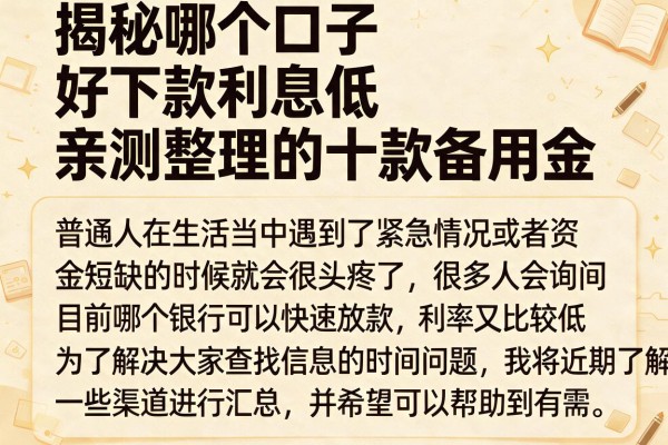 揭秘哪个口子好下款利息低，亲测整理的十款备用金