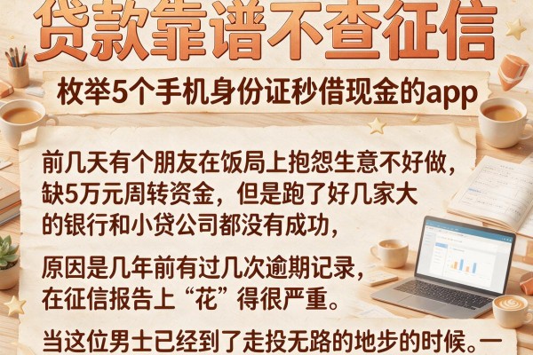 贷款靠谱不查征信，枚举5个手机身份证秒借现金的app
