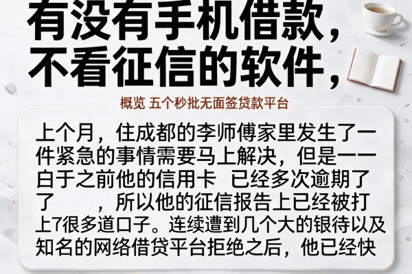 有没有手机借款不看征信的软件，概览五个秒批无面签贷款平台