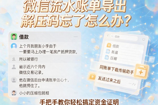 微信流水账单导出解压码忘了怎么办？手把手教你轻松搞定资金证明