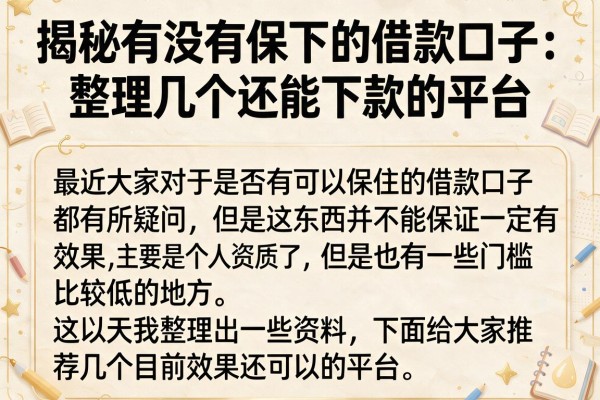 揭秘有没有保下的借款口子：整理几个还能下款的平台