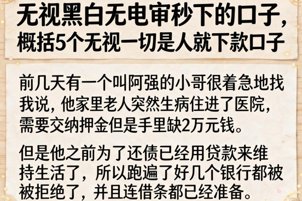 无视黑白无电审秒下的口子，概括5个无视一切是人就下款口子