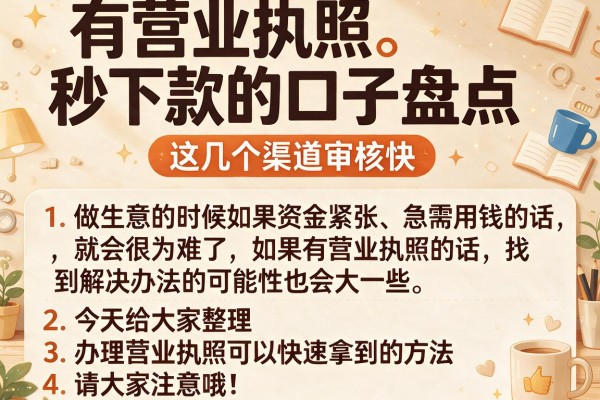 有营业执照秒下款的口子盘点，这几个渠道审核快