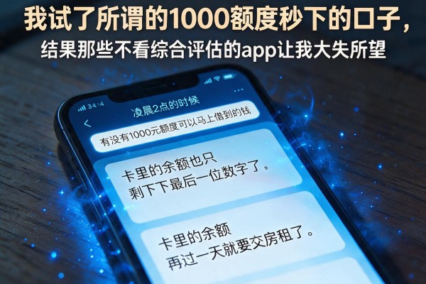 我试了所谓的1000额度秒下的口子，结果那些不看综合评估的app让我大失所望