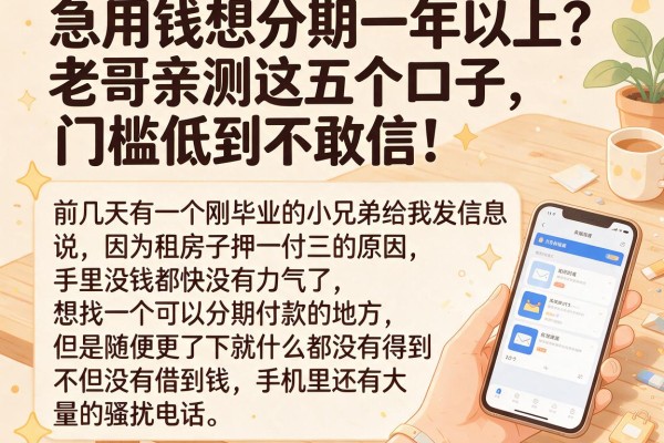 急用钱想分期一年以上？老哥亲测这五个口子，门槛低到不敢信！