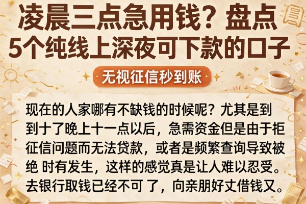 凌晨三点急用钱？盘点5个纯线上深夜可下款的口子，无视征信秒到账