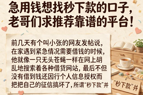 急用钱想找秒下款的口子，老哥们求推荐靠谱的平台！