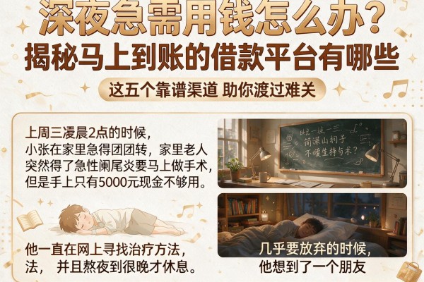 深夜急需用钱怎么办？揭秘马上到账的借款平台有哪些，这五个靠谱渠道助你渡过难关