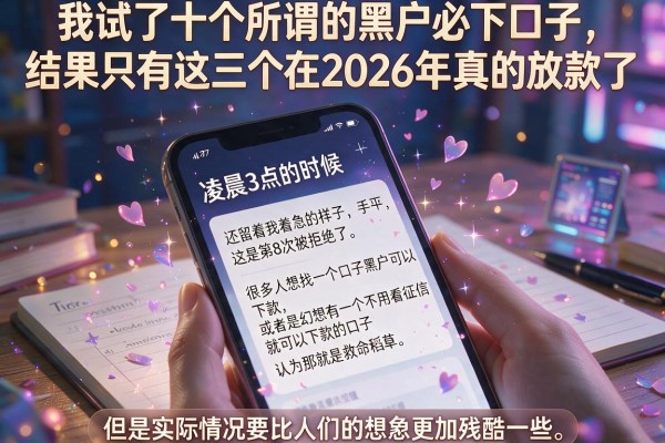 我试了十个所谓的黑户必下口子，结果只有这三个在2026年真的放款了