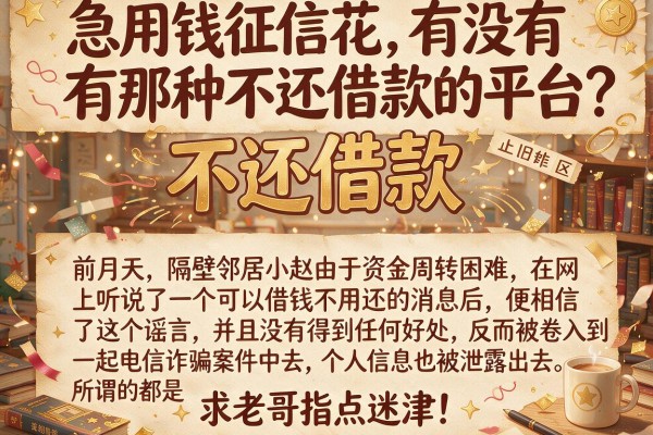 急用钱征信花，有没有那种不还借款的平台？求老哥指点迷津！
