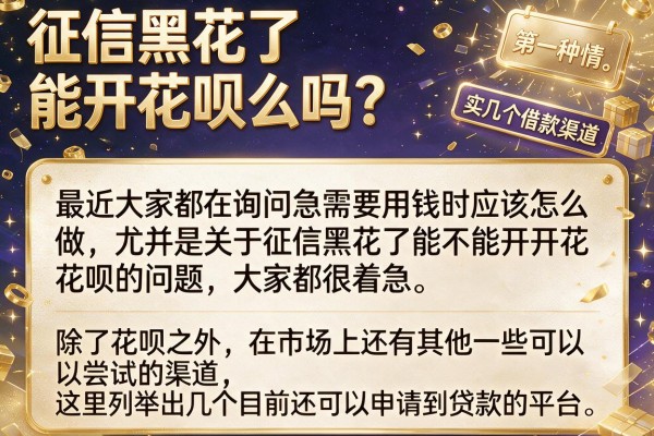 征信黑花了能开花呗么吗？实测这几个借款渠道