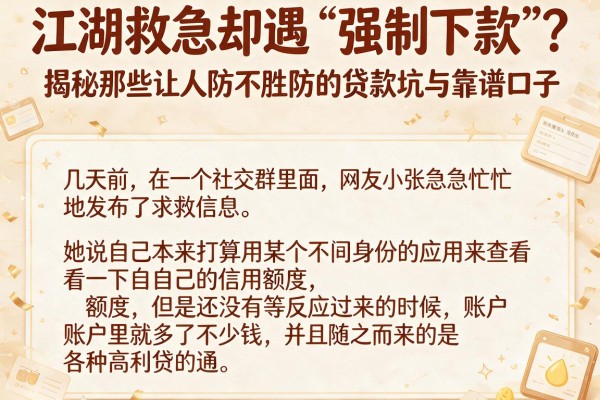 江湖救急却遇“强制下款”？揭秘那些让人防不胜防的贷款坑与靠谱口子