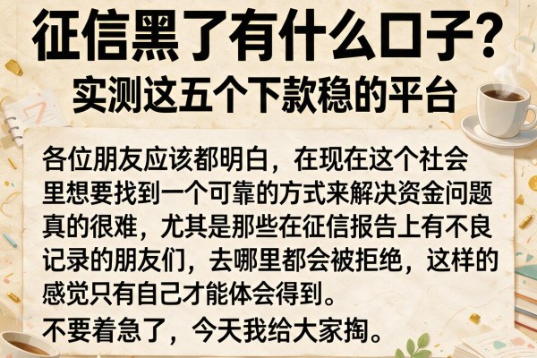 征信黑了有什么口子？实测这五个下款稳的平台