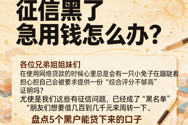 征信黑了急用钱怎么办？盘点5个黑户能贷下来的口子