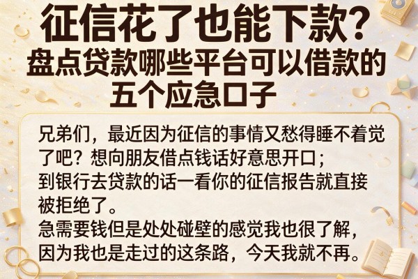 征信花了也能下款？盘点贷款哪些平台可以借款的五个应急口子