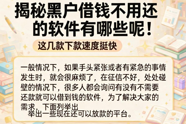 揭秘黑户借钱不用还的软件有哪些呢，这几款下款速度挺快