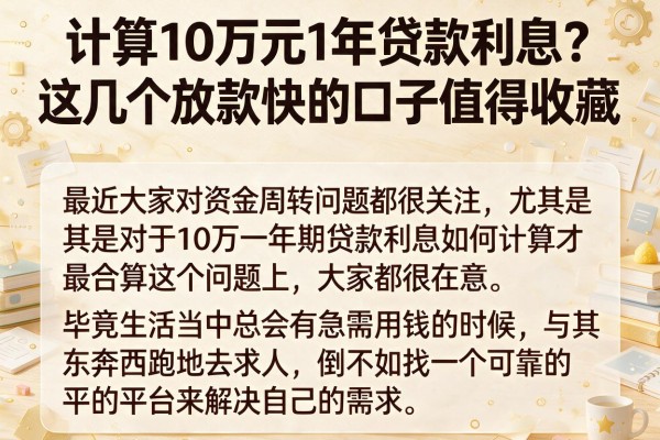 计算10万元1年贷款利息？这几个放款快的口子值得收藏