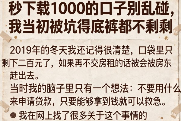 秒下载1000的口子别乱碰，我当初被坑得底裤都不剩