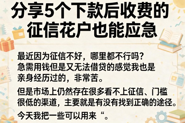 分享5个下款后收费的贷款平台，征信花户也能应急