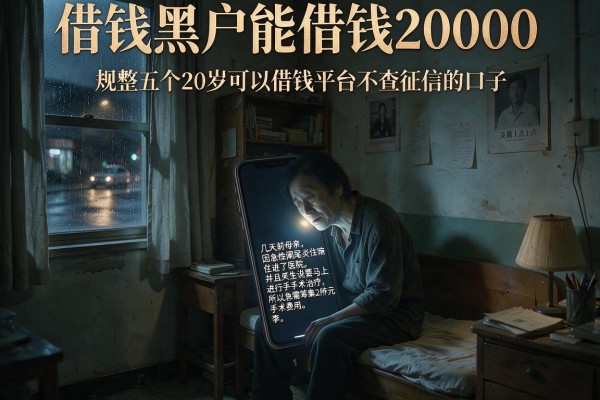 借钱黑户能借钱20000，规整五个20岁可以借钱平台不查征信的口子