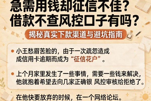 急需用钱却征信不佳？借款不查风控口子有吗？揭秘真实下款渠道与避坑指南