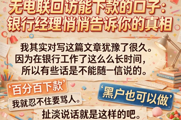 无电联回访能下款的口子：银行经理悄悄告诉你的真相