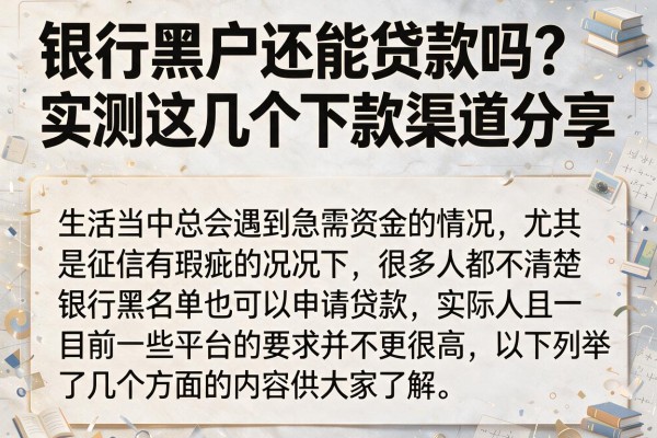 银行黑户还能贷款吗？实测这几个下款渠道分享